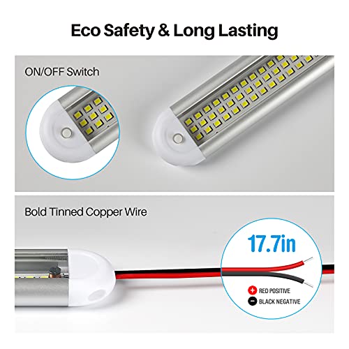 12v LED Interior Light Bar, CT CAPETRONIX 120LEDs 1500LM 8W DC 12 Volt led Strip Lights with ON/Off Switch, for Enclosed Cargo Trailer (4Pack)