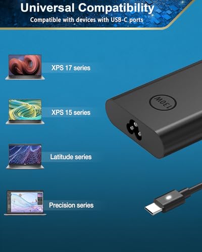 130W USB C Laptop Charger Compatible with Dell Precision 5570 5560 5550 5530 5760 5750 3560 Latitude 7410 7310 7210 9410 9510 5420 5520 5510 XPS 15 17