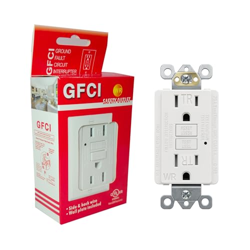 (15 AMP - 1 Pack) GFCI Outlet WR White - Tamper Resistant, Weather Resistant GFI Receptacle with Self-Test, LED Indicator, UL Listed, Easy Install