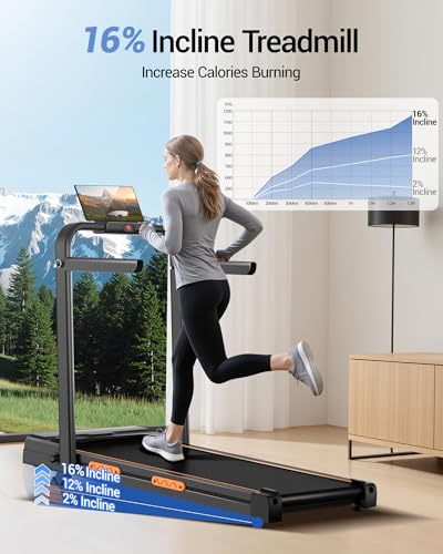 16% Incline Walking Pad Treadmills for Home Small, 4-in-1 Under Desk Treadmill with Handles, Foldable Treadmill with 2.5 HP Quiet Brushless