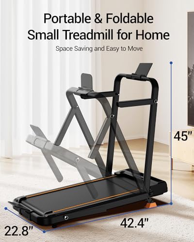 16% Incline Walking Pad Treadmills for Home Small, 4-in-1 Under Desk Treadmill with Handles, Foldable Treadmill with 2.5 HP Quiet Brushless