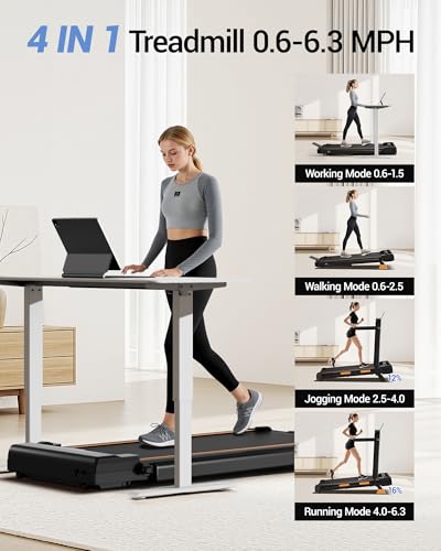 16% Incline Walking Pad Treadmills for Home Small, 4-in-1 Under Desk Treadmill with Handles, Foldable Treadmill with 2.5 HP Quiet Brushless