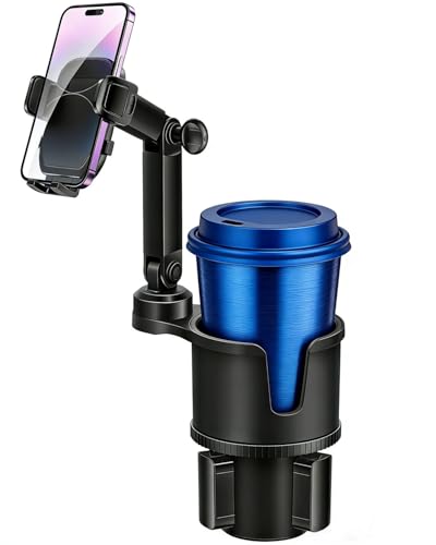 2-in-1 Cup Phone Holder for Car, 360° Adjustable Car Phone Mount