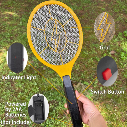 2 Pack Electric Fly Swatter, Handheld Bug Zapper Racket for Outdoor & Indoor, Mosquito Zapper Racket Battery Powered Tennis Mosquito Rackets