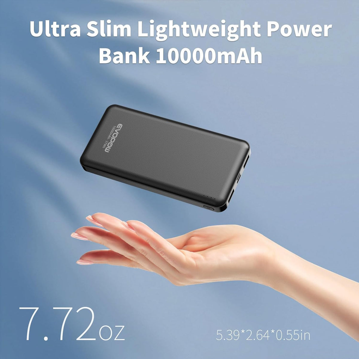 2 Pack Portable Charger, Slimmer 10000mAh Power Bank, USB C in&Out Fast Charging Battery Pack, Portable Power Bank (Black)