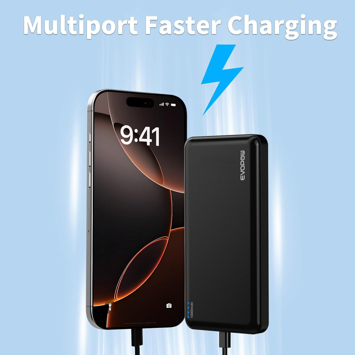 2 Pack Portable Charger, Slimmer 10000mAh Power Bank, USB C in&Out Fast Charging Battery Pack, Portable Power Bank (Black)