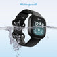 2 Pack Waterproof Bands Compatible with Fitbit Versa 3 / Fitbit Versa 4 / Fitbit Sense/Sense 2 Bands (Large 7.1''-8.7'', black/black)