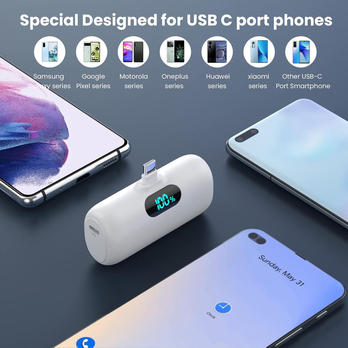 2-Pack, Portable Charger for iPhone 17/16/15, Mini Power Bank 5000mAh PD USB C Portable Phone Charger, Travel Essential Battery Pack