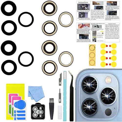 2 Sets LEAFE for iPhone 13 Pro and iPhone 13 Pro Max Camera Lens Replacement, Camera Glass Lens with Pre-Installed Adhesive+Repair Tools