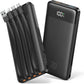 20000mAh Power Bank Fast Charging, Portable Charger with 4 Built-in Cables & 6 Outputs, 20W PD USB C Battery Pack Compatible with iPhone 16/15, Galaxy