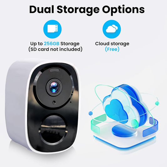 2K Security Cameras Wireless Outdoor, Free Cloud Storage, 1-6 Months Battery Life, Waterproof, 2-Way Talk