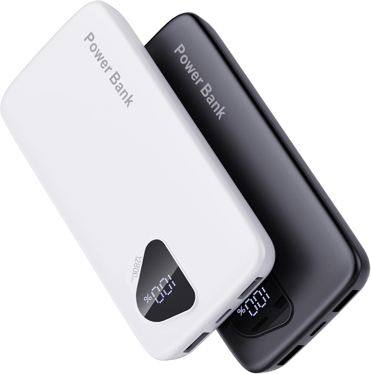 2-Pack 12800mAh Portable Charger with Built in Cables, Travel Essential Battery Pack, 4 Outputs 2 Inputs Slim Power Bank with Cord Wires