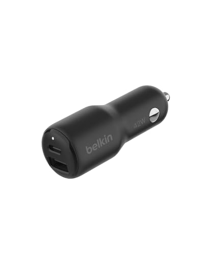 Belkin BoostCharge 42-Watt Dual Port Fast Car Charger w/30W USB-C & 12W USB-A Ports for iPhone 16, 16 Pro, Galaxy S26, S25, Pixel 10 & 9, Nintendo Switch 2 & More - Black