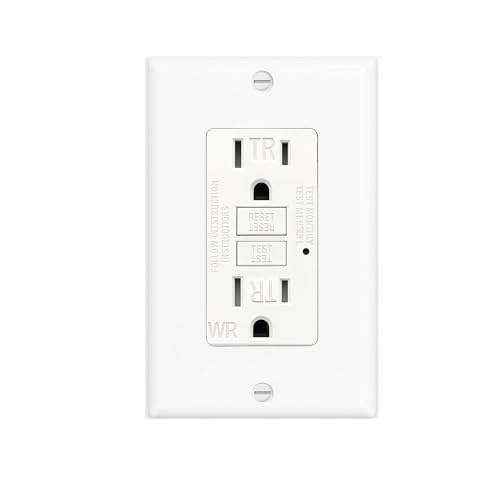 (15 AMP - 1 Pack) GFCI Outlet WR White – Tamper Resistant, Weather Resistant GFI Receptacle with Self-Test, LED Indicator,UL Listed, Easy Install – Ground Fault Outlet for Outdoor Use & Bathroom