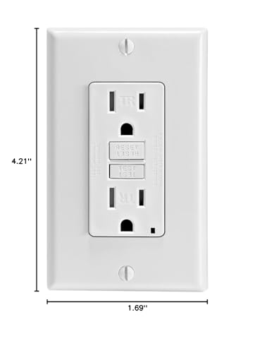 Leviton Smartest Self-Test SmartlockPro Slim GFCI Tamper-Resistant Receptacle with LED Indicator (3 Pack), GFTR1-3W, White