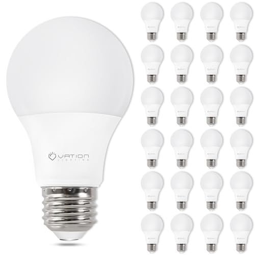 24 Pack A19 LED Light Bulb Daylight 5000K LED Bulbs, 60 Watt Equivalent, Efficient 8.5 Watt, 800 Lumens, E26 Medium Base, Non-Dimmable, ETL/UL Listed