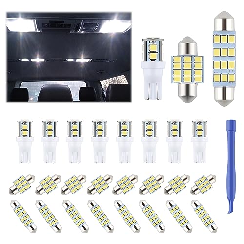 24 Pieces Dome Light LED Car Interior Bulb Kit Set 194 T10 DE3175 578 31mm 42mm Bulbs Interior Replacement Lights (White)