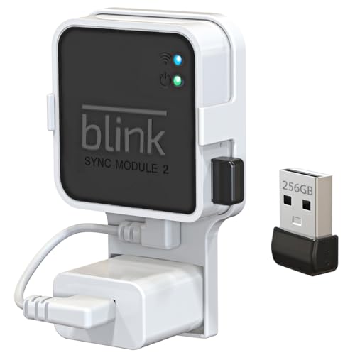 256GB USB Flash Drive & Outlet Wall Mount for Blink Sync Module 2 (Module Not Included)