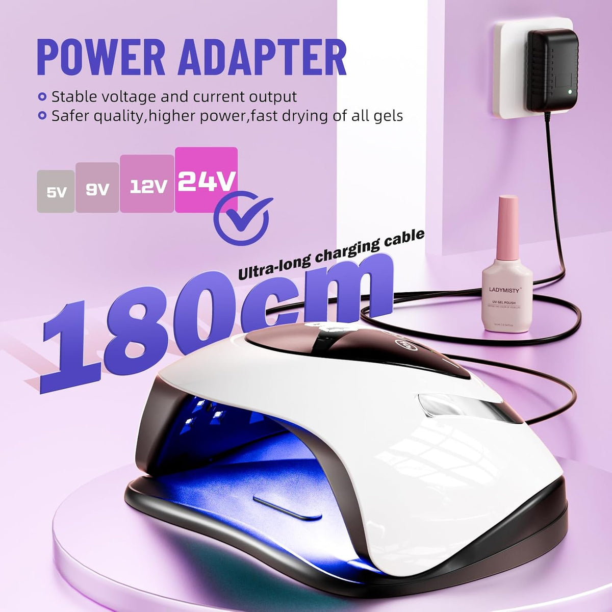 268W UV LED Nail Lamp, UV Light for Gel Nails with 57 Beads, Nail Dryer with 4 Timer Setting & LCD Touch Display, Professional Nail Lamp
