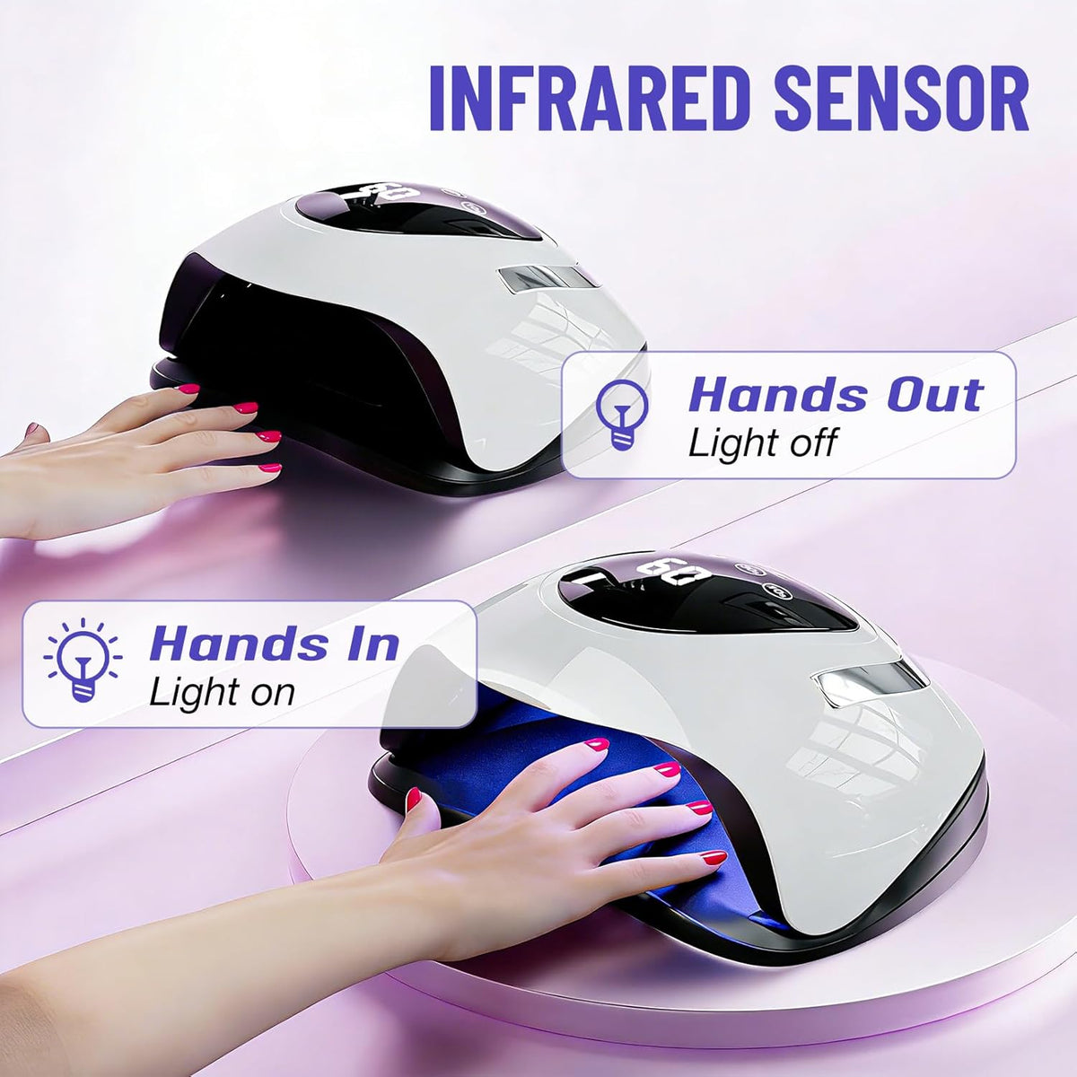 268W UV LED Nail Lamp, UV Light for Gel Nails with 57 Beads, Nail Dryer with 4 Timer Setting & LCD Touch Display, Professional Nail Lamp