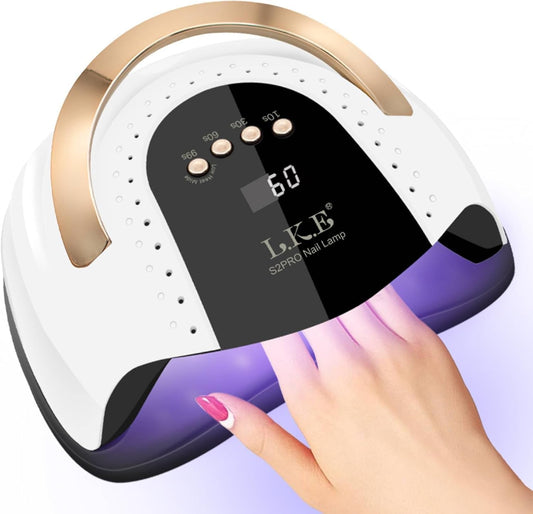 268W UV LED Nail Lamp, LKE Nail Dryer for Gel Polish, 4 Timers UV Nail Lamp Professional Nail Light, 57Pcs Lamp Beads and Automatic Sensor(White)