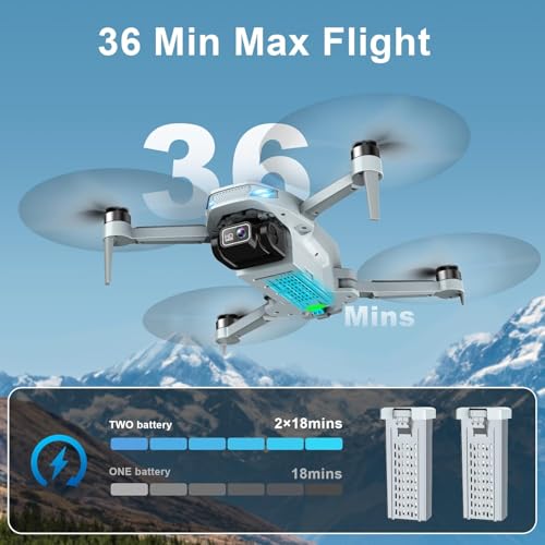 2K Drone with Camera for Adults & Beginners, Foldable FPV Mini Drone with Brushless Motor, 36 Min Flight Time, 2 Batteries, One-Key Takeoff/Landing