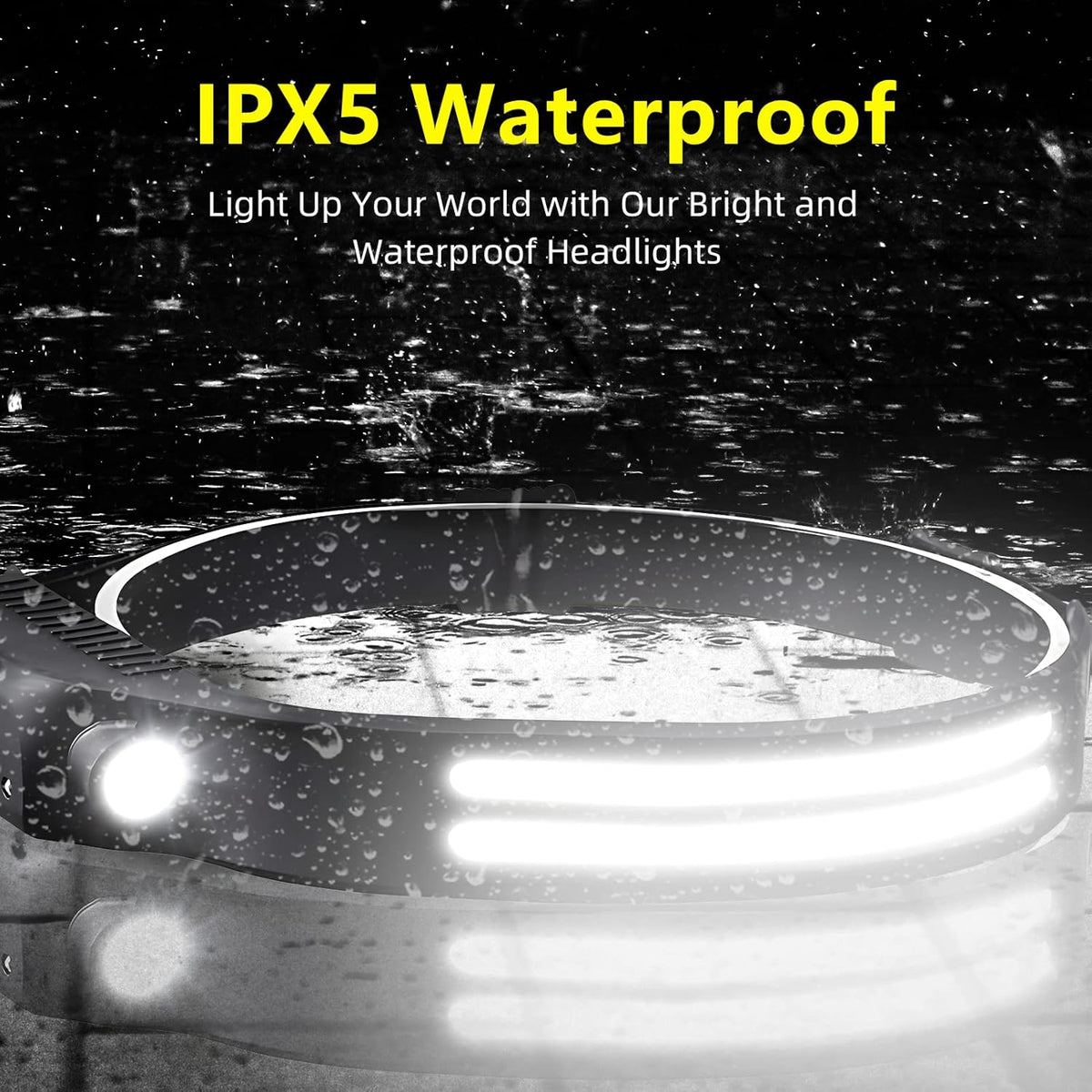 2PCS LED Headlamp Rechargeable - 230° COB Super Bright Head Lights for Forehead, Hard hat Light for Adults, USB C Headband Flashlight for Work, Hiking