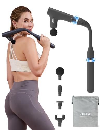 3-in-1 Detachable Massage Gun with Ergonomic Extension Handle, Portable Percussion Muscle Massager for Back & Shoulder
