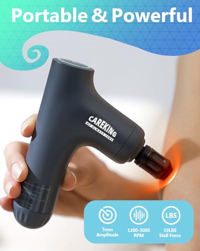 3-in-1 Detachable Massage Gun with Ergonomic Extension Handle, Portable Percussion Muscle Massager for Back & Shoulder