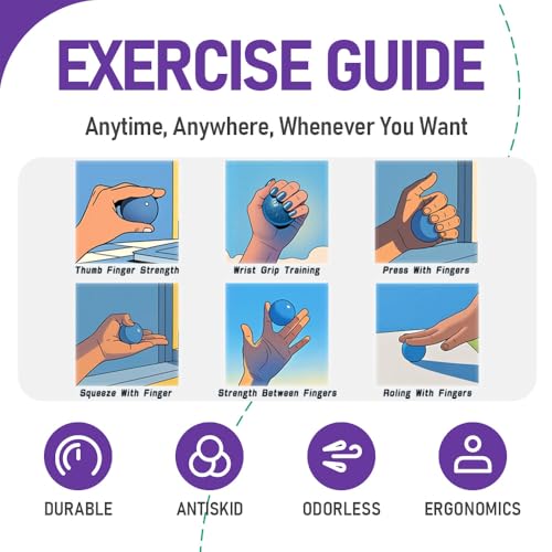 3-Pack Hand Exercise Squeeze Balls for Finger, Wrist & Forearm, Multi-Resistance Grip Strength Trainer for Adults