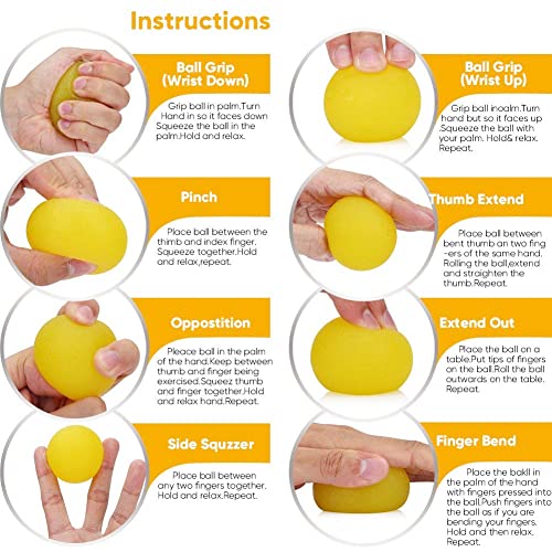 3 Resistance Levels Hand Exercise Balls, Squeeze Balls for Adults, Hand Grip Strength Trainer Hand Squeezers