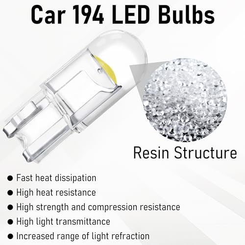 30 PCS Car 194 LED Bulbs, 168 2825 W5W T10 Wedge COB LED Replacement Bulb, 6000K License Plate Light Bulb, Error Free Interior Bulb (White)
