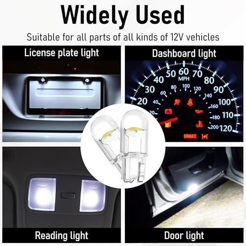 30 PCS Car 194 LED Bulbs, 168 2825 W5W T10 Wedge COB LED Replacement Bulb, 6000K License Plate Light Bulb, Error Free Interior Bulb (White)