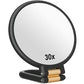 30x Magnifying Mirror, Travel Hand Mirrors with Handle - Double Side Handheld Mirror with 1X 30X Magnification & Adjustable Handle/Stand (Black)