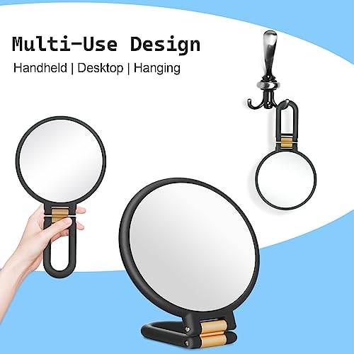 30x Magnifying Mirror, Travel Hand Mirrors with Handle - Double Side Handheld Mirror with 1X 30X Magnification & Adjustable Handle/Stand (Black)