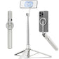 TONEOF 68" Magnetic Selfie Stick Tripod with Aluminum Strong Magnetic Holder for Magsafe, 360° Rotatable Travel Phone Tripod Stand with Metal Ring & Rechargeable Remote for iPhone/Android(Beige Gray)