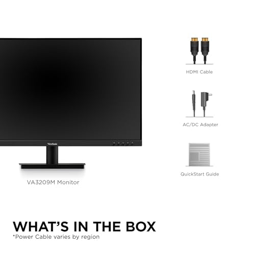 ViewSonic 32 Inch FHD 1080p IPS Computer Monitor, 75Hz Frameless Desktop Monitor with Built-in Speakers, Flicker-Free, Front Controls, HDMI and VGA for Home Office Productivity
