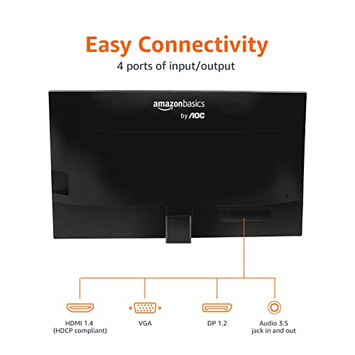 Basics 24-inch Full HD IPS Monitor, 75 Hz, 1080P, HDMI, Display Port and VGA Input, Adjustable Stand, VESA Compatible, Built-in Speakers for Office and Home, Black