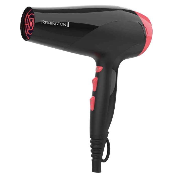 Remington Damage Protection Hair Dryer with Ceramic Ionic Tourmaline Technology, Black, Diffuser and Concentrator, 3 Piece Set