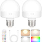Rechargeable Battery Operated Light Bulb with Remote Control 2 Packs, 350LM Dimmable Detachable LED Bulb with 15 Colors Selectable & 3 Timer, Wireless Puck Light Bulb for Wall Sconce, Non-Hardwired