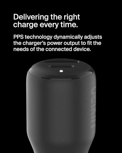Belkin BoostCharge 42-Watt Dual Port Fast Car Charger w/30W USB-C & 12W USB-A Ports for iPhone 16, 16 Pro, Galaxy S26, S25, Pixel 10 & 9, Nintendo Switch 2 & More - Black
