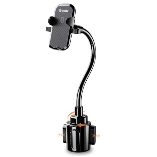 Esoulk Car Cup Phone Holder, Car Phone Holder Cup Holder with 11” Long Arm, Goose Neck Cupholder Phone Holder, Adjustable Phone Holder for Car, Universal Cup Holder for Car, Cup Cradle