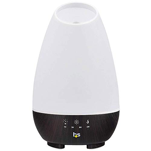 HealthSmart 500ML Essential Oil Diffuser for Large Rooms, Cool Mist Humidifier and Aromatherapy Diffuser, Adjustable Timer, Mist Mode and 7 LED Light Colors, White (Pack of 1)