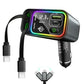 Retractable Car Charger USB C,145W Type C Car Charger Fast Charging with Dual Retractable USB C Cable and USB Ports for iPhone 17/16/15,S25/24/23/22, Pixel 9/8/7（Build-in Dual Type C Cable）