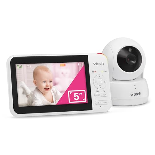 VTech VM924 5" Pan Tilt Zoom Video Baby Monitor – No WiFi, 17 Hour Battery, 1000ft Range, Night Vision, Lullabies, Temperature Sensor & 2-Way Talk – Ideal for New Parents