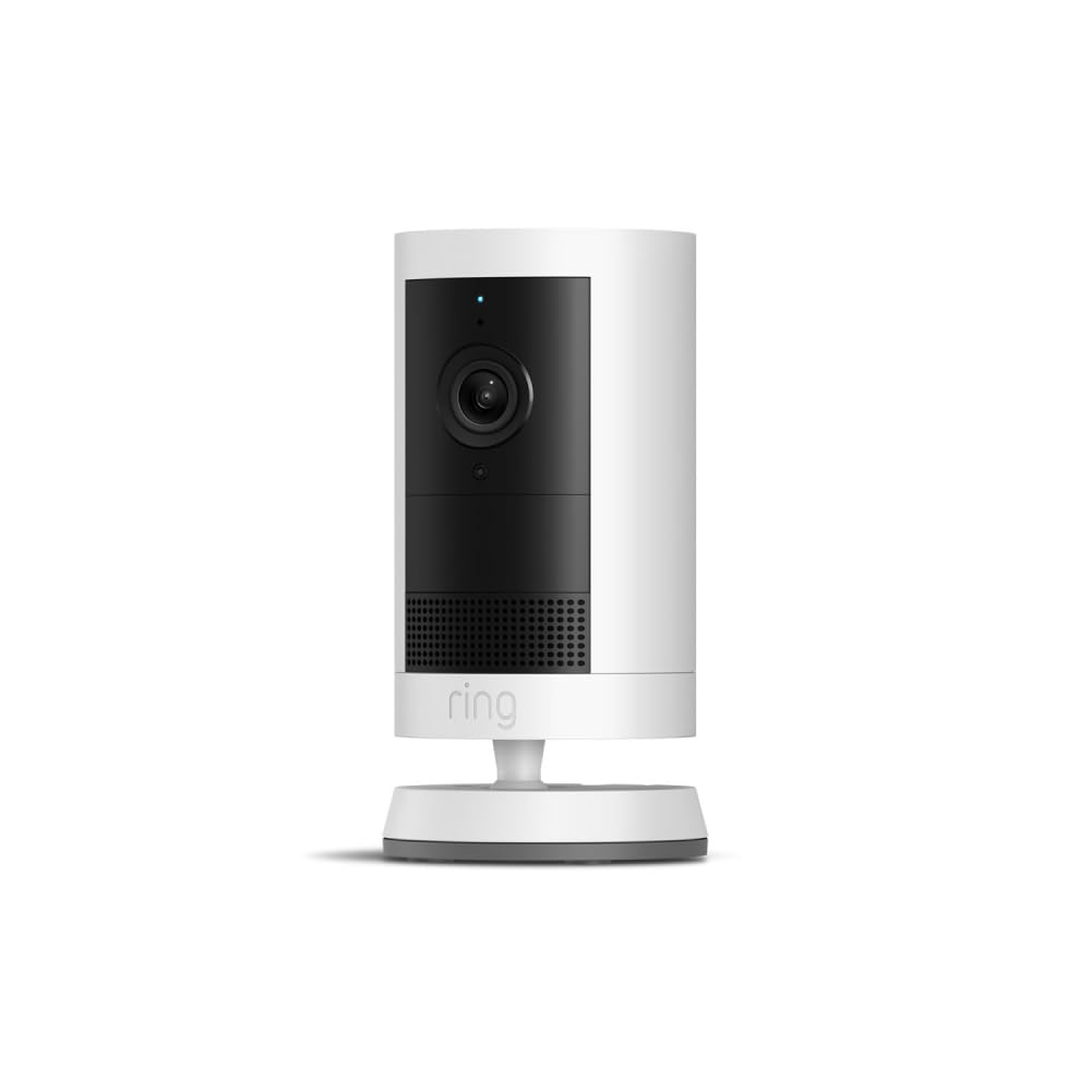 Ring Outdoor Cam Plus, Battery (newest model), Home or business security, Wide-Angle 2K Video with Ring Vision, Low-Light Sight for full-color night vision, Mount-Anywhere Versatility, White