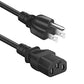 Universal 3-Prong AC Power Cable for Computer, TV, Monitor and More, 6 Feet (1.82 Meters), Black