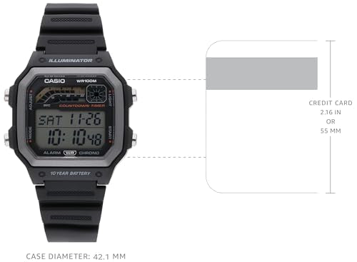 Casio WS1600H Series | Men’s Watch | Sports Design | Stopwatch | Countdown Timer | LED Light with Afterglow | 100M WR | Daily Alarm | Auto Calendar | World Time | 10 Year Battery