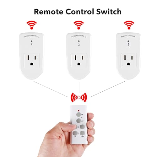 BN-LINK Wireless Remote Control Outlet Electrical Switch for Lights, Fans, Christmas Lights, Small Appliance, 100ft Long Range White 10A/1200W, 1 Remote + 1 Outlet, ETL & FCC Certified