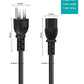 Universal 3-Prong AC Power Cable for Computer, TV, Monitor and More, 6 Feet (1.82 Meters), Black